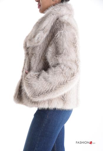 faux fur long sleeve Jacket with buttons with lining with pockets - ph 3