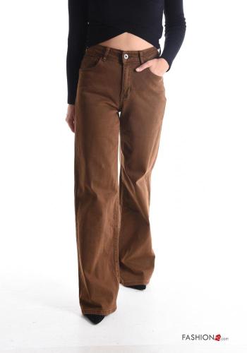 Jeans in Cotone a zampa lungo con tasche con bottoni con zip - ph 1
