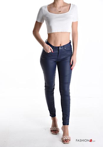 Pantalone ecopelle skinny con tasche con bottoni con zip - ph 5