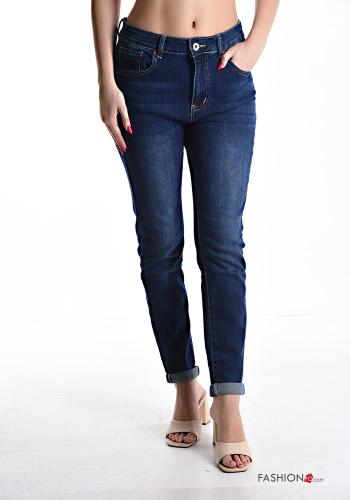 skinny Cotton Jeans with pockets with zip