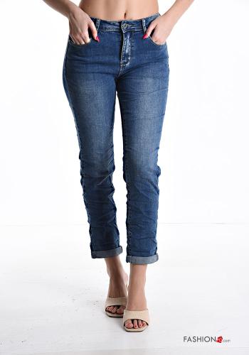 Denim Jeans aus Baumwolle mit Taschen mit Reißverschluss