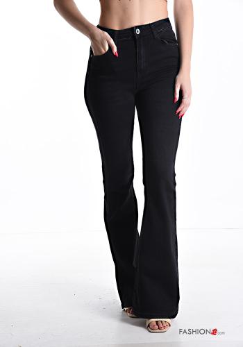 Jeans in Cotone a zampa con tasche con zip - ph 1