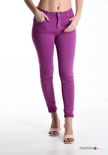 skinny Cotton Trousers with pockets with zip - ph 1