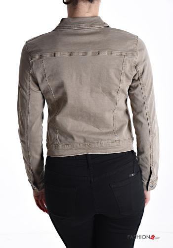 Denim kurz lange ärmel Jacke aus Baumwolle mit Knöpfen mit Taschen - ph 2