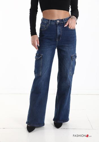 Jeans in Cotone vita alta wide leg con tasche - ph 1