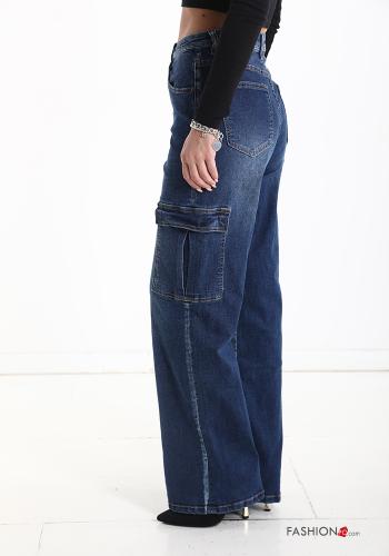 Jeans in Cotone vita alta wide leg con tasche - ph 3