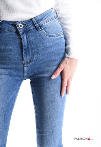Jeans in Cotone denim skinny con tasche con bottoni con zip - ph 4