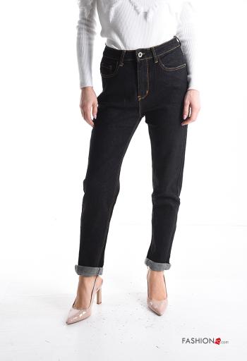 denim Cotton Jeans with buttons with zip with pockets - ph 1