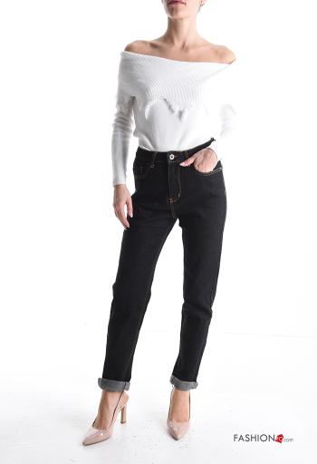 denim Cotton Jeans with buttons with zip with pockets - ph 5