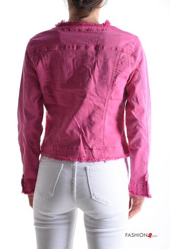 Giacca in Cotone girocollo corto denim maniche lunghe senza fodera - ph 2