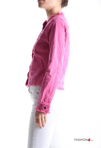 Giacca in Cotone girocollo corto denim maniche lunghe senza fodera - ph 3