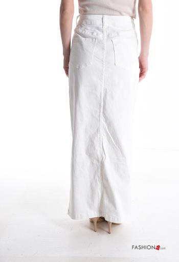 Gonna in Cotone denim con spacco con zip con bottoni con tasche - ph 2