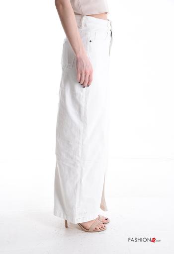 Gonna in Cotone denim con spacco con zip con bottoni con tasche - ph 3