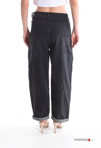 denim Cotton Jeans with buttons with zip with pockets - ph 2