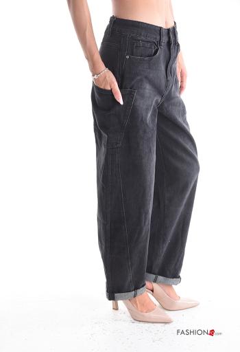 denim Cotton Jeans with buttons with zip with pockets - ph 3