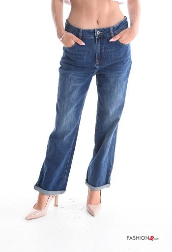 denim Cotton Jeans with buttons with zip with pockets - ph 1