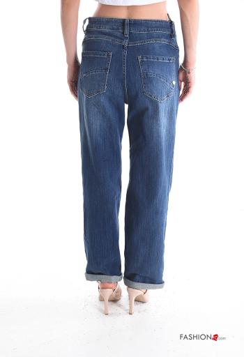 denim Cotton Jeans with buttons with zip with pockets - ph 2