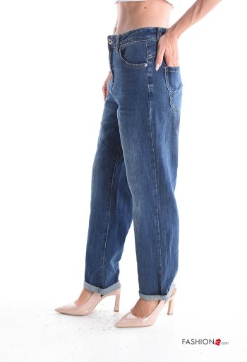 denim Cotton Jeans with buttons with zip with pockets - ph 3