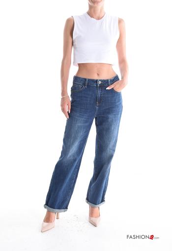 denim Cotton Jeans with buttons with zip with pockets - ph 5