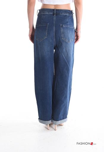 denim Cotton Jeans with buttons with zip with pockets - ph 2