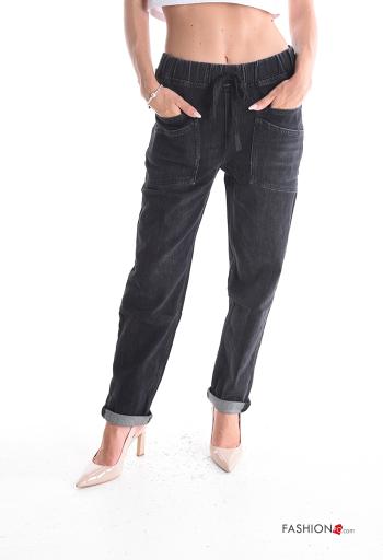 Cotton Jeans with pockets with elastic