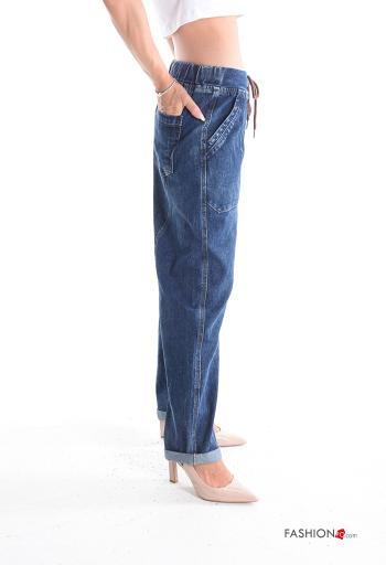 Cotton Jeans with drawstring with elastic with pockets - ph 3