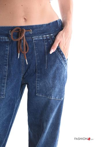 Cotton Jeans with drawstring with elastic with pockets - ph 4