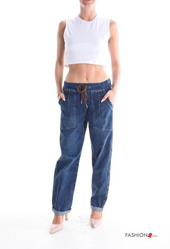 Cotton Jeans with drawstring with elastic with pockets - ph 5