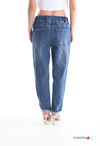 denim Cotton Jeans with drawstring with elastic with pockets - ph 2
