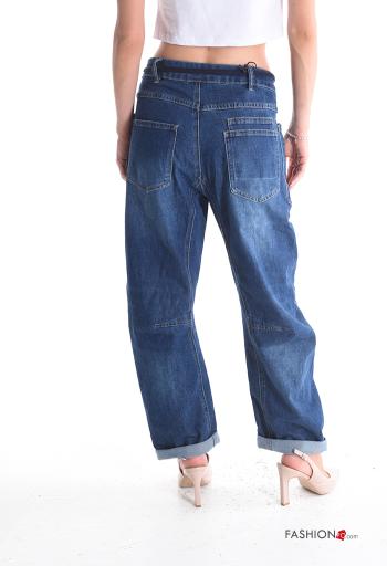 Cotton Jeans with belt with buttons with zip with pockets - ph 2