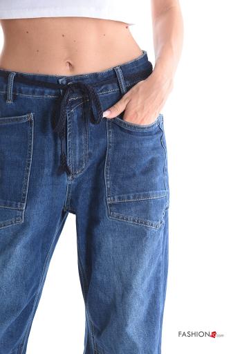 Cotton Jeans with belt with buttons with zip with pockets - ph 4