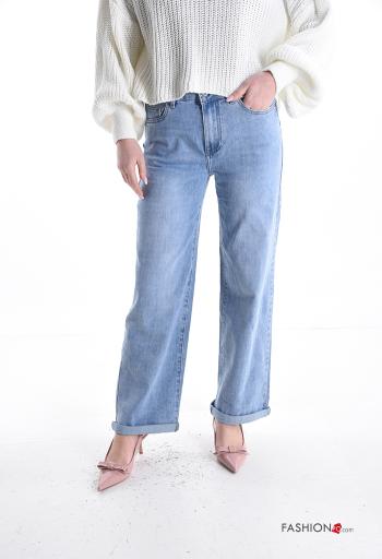 Jeans in Cotone con tasche con bottoni con zip - ph 1