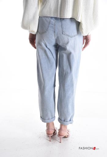 Jeans in Cotone denim con tasche con bottoni con zip - ph 2