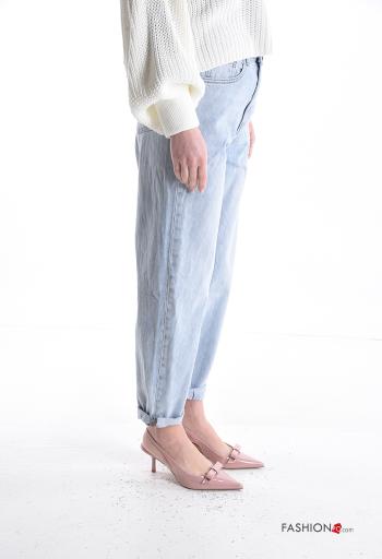 Jeans in Cotone denim con tasche con bottoni con zip - ph 3