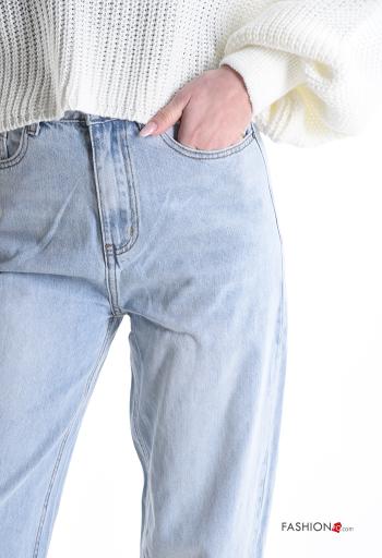 Jeans in Cotone denim con tasche con bottoni con zip - ph 4