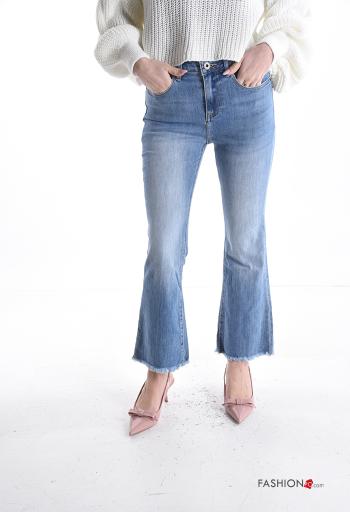 denim Cotton Jeans with buttons with zip with pockets