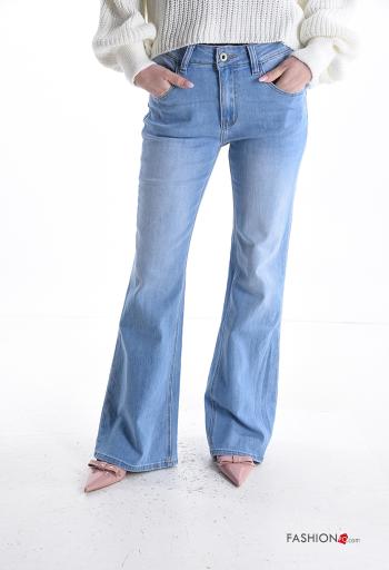 denim Cotton Jeans with buttons with zip with pockets