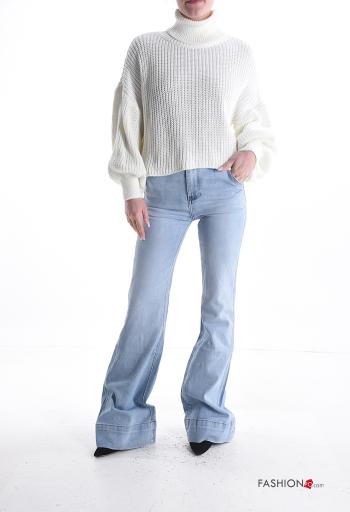 Jeans in Cotone denim a zampa con tasche con bottoni con zip - ph 5