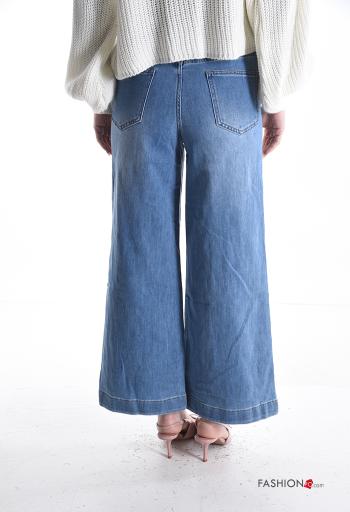 Jeans in Cotone denim wide leg con tasche con bottoni con zip - ph 2