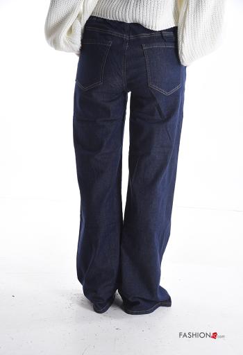 Jeans in Cotone denim wide leg con elastico con tasche con coulisse - ph 2