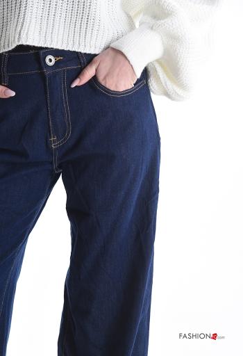 Jeans in Cotone wide leg con tasche con bottoni con zip - ph 4