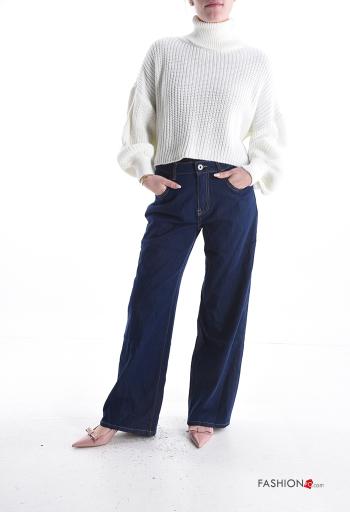 Jeans in Cotone wide leg con tasche con bottoni con zip - ph 5