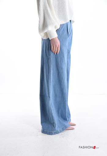 Jeans in Cotone wide leg con tasche con bottoni con zip - ph 3