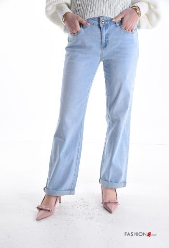 Jeans in Cotone denim con tasche con bottoni con zip - ph 1