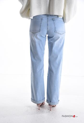 Jeans in Cotone denim con tasche con bottoni con zip - ph 2
