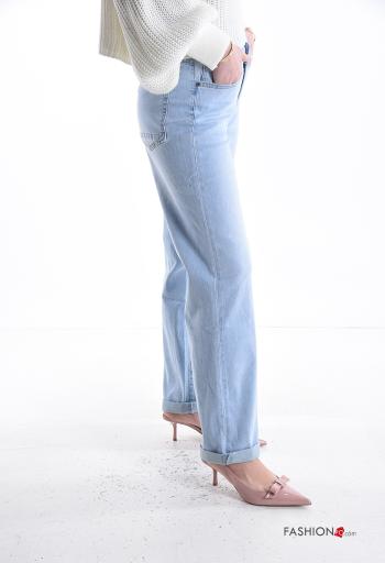 Jeans in Cotone denim con tasche con bottoni con zip - ph 3