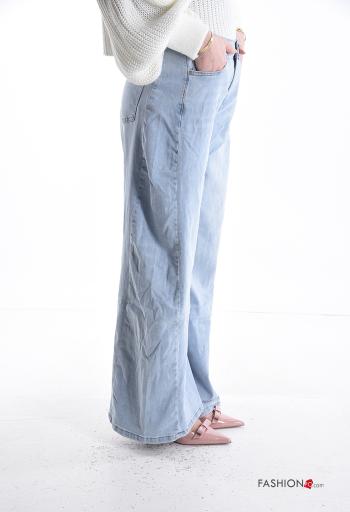 Jeans in Cotone denim wide leg con tasche con bottoni con zip - ph 3