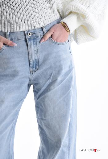 Jeans in Cotone denim wide leg con tasche con bottoni con zip - ph 4