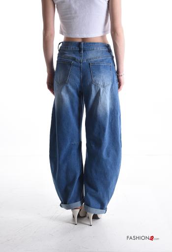 denim Cotton Jeans with buttons with zip with pockets - ph 2
