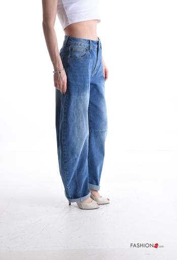 denim Cotton Jeans with buttons with zip with pockets - ph 3